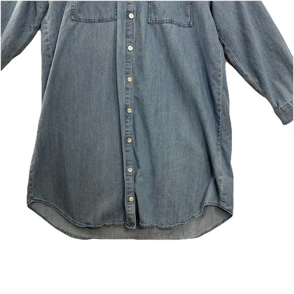Eileen Fisher Chambray Shirt Dress Womens Medium Organic Cotton Button Up Casual - Picture 3 of 10